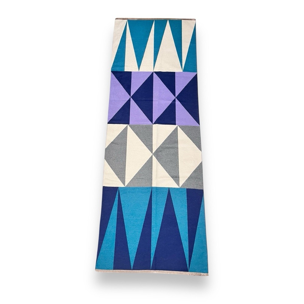 Beautiful Cashmere Scarf Purple, Gray & Blue Geometric Pattern Made in Germany